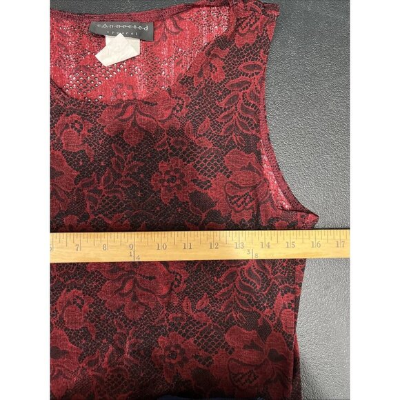 Connected Apparel Vtg Maxi Dress Womens M Black Red Romantic Floral Goth Y2K 90s - Picture 6 of 7